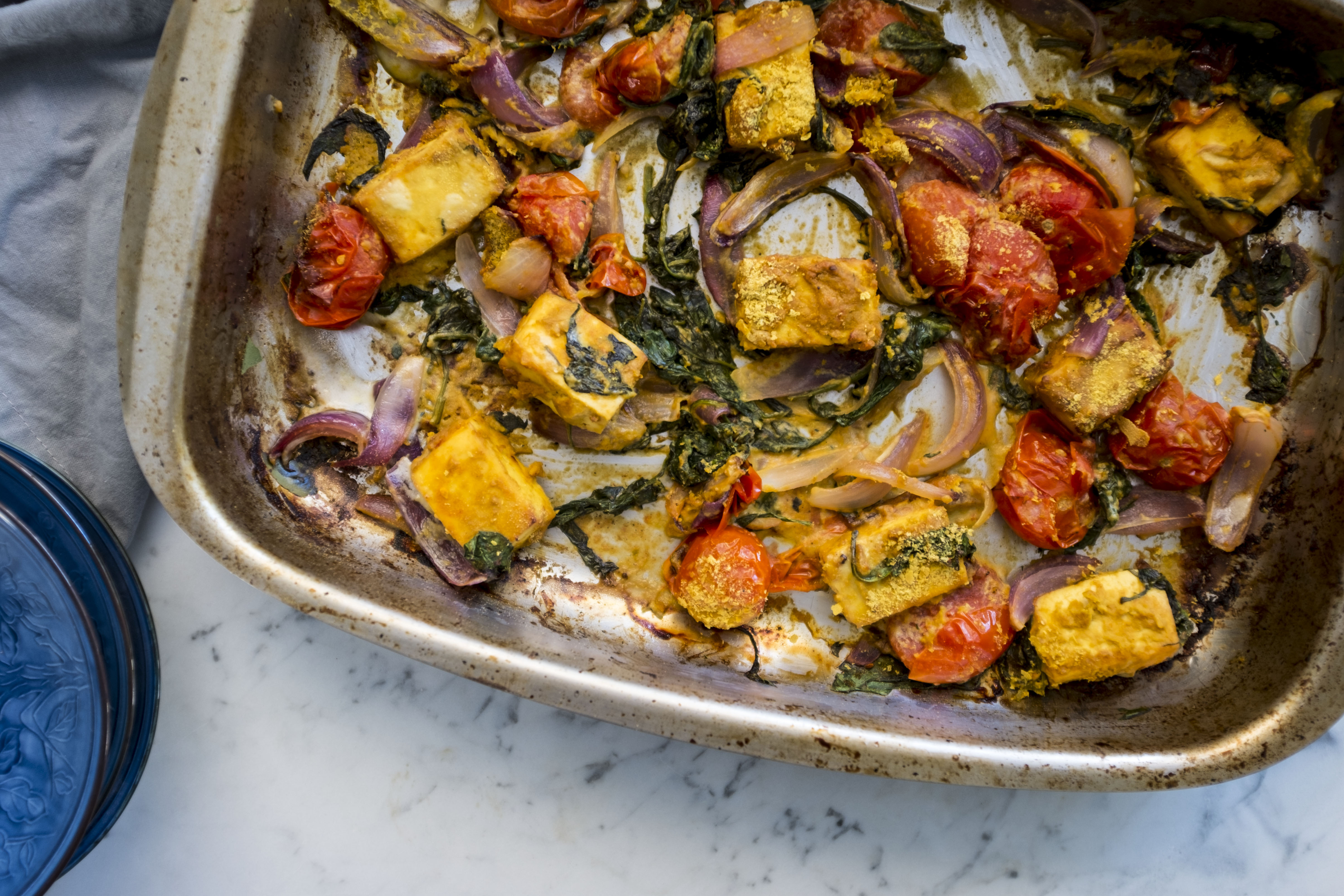 Sheet pan palak paneer